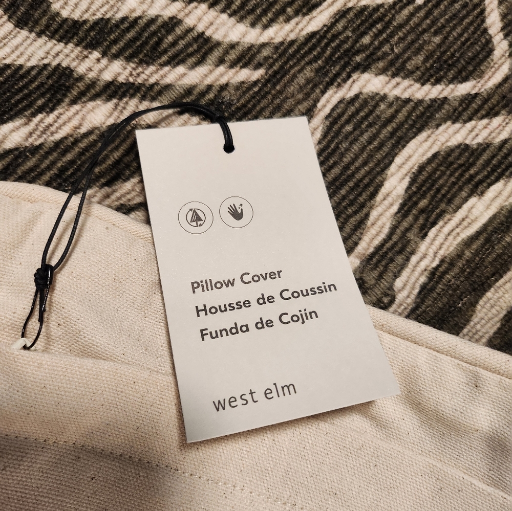 West Elm Shifting Tides Accent Pillow in Olive and Cream - Picture 4 of 7